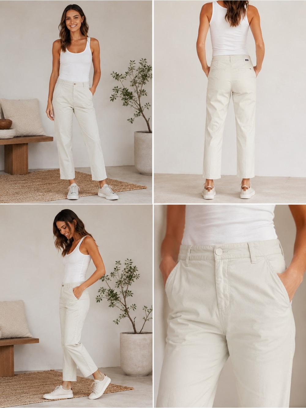 Patagonia Women’s 6 Cream Chino Pants‎ Lightweight Straight Leg Organic Cotton *